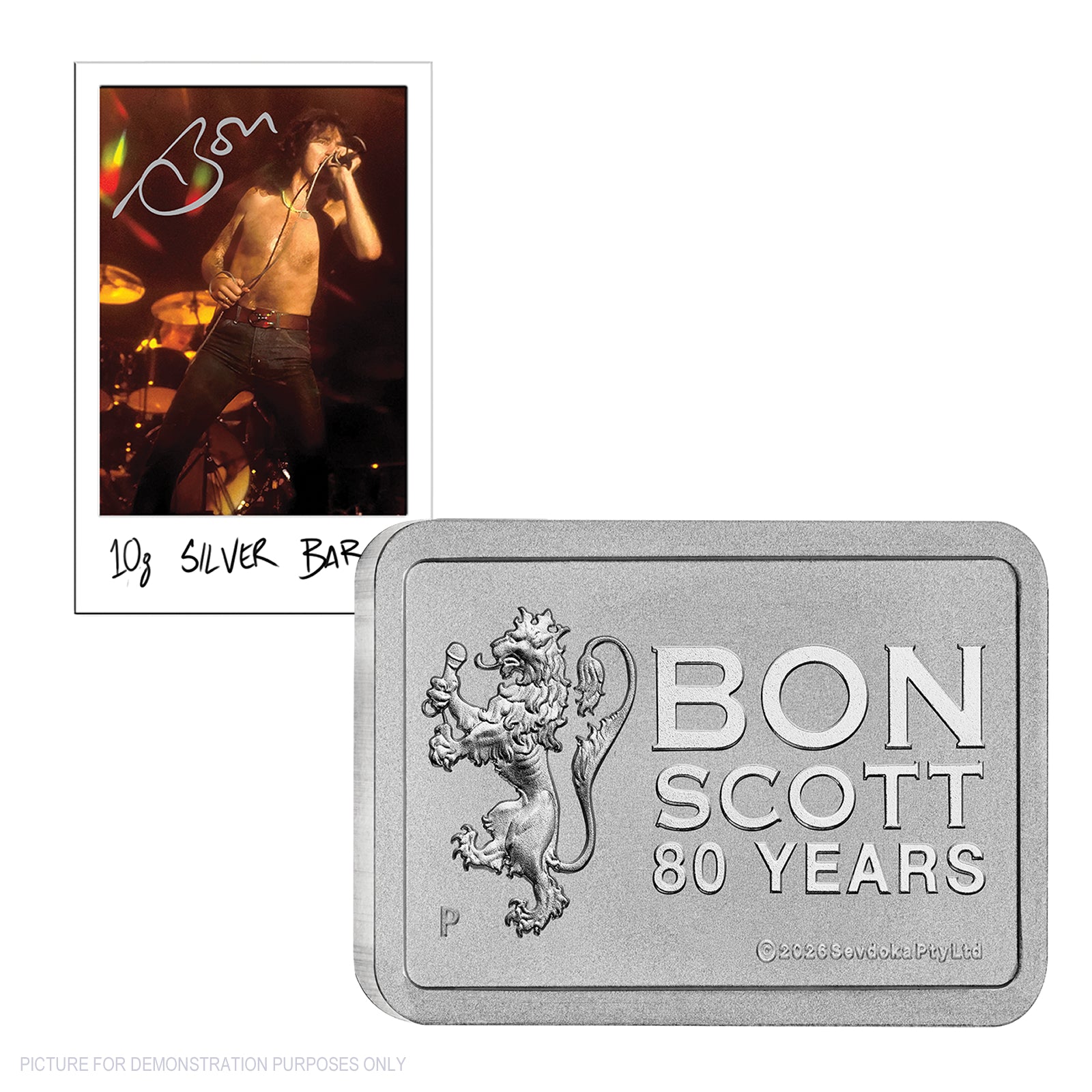 2026 Perth Mint Bon Scott 80th Anniversary - 10g Silver Minted Bar In Card